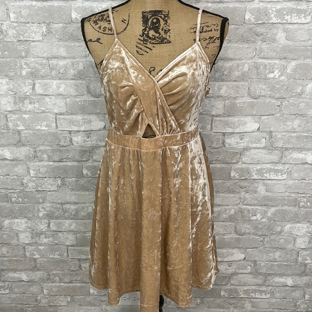 Xhilaration Crushed Velvet Cream Dress